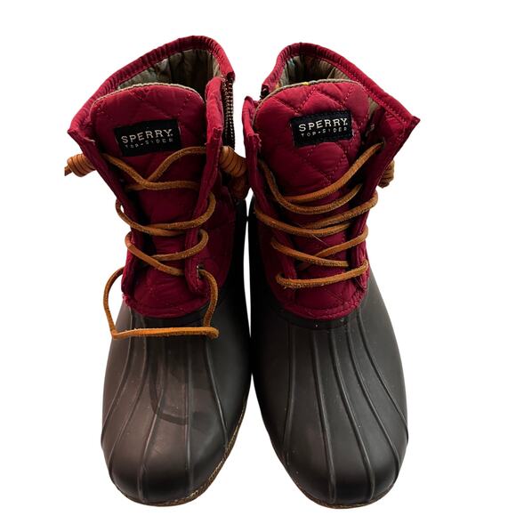 Sperry Top-Sider Women’s Quilted Duck Boots Waterproof Size 8.5 Burgundy Zip - Picture 2 of 7